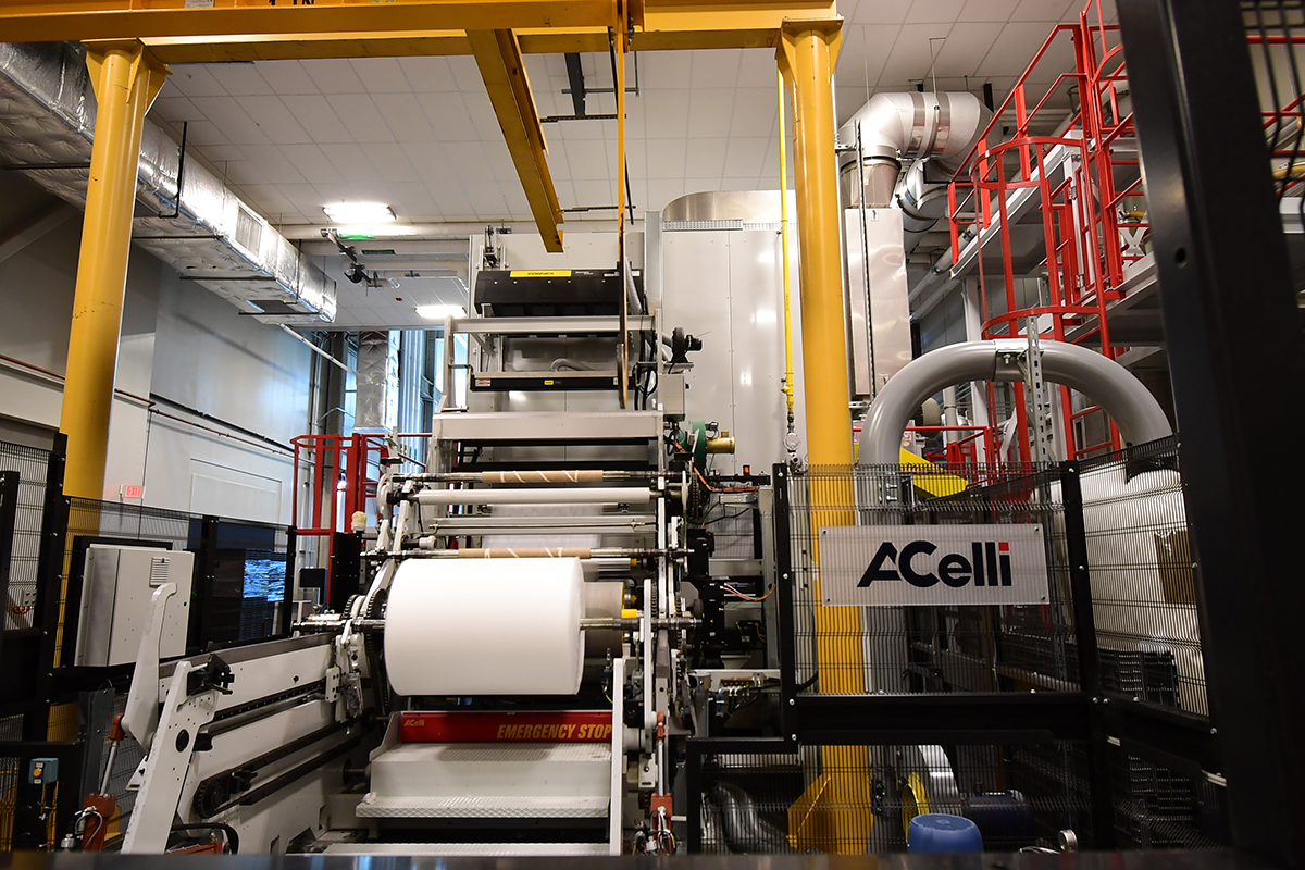 A.Celli winder in operation at NWI Spunbond & Hydroentangling Pilot Lab.
