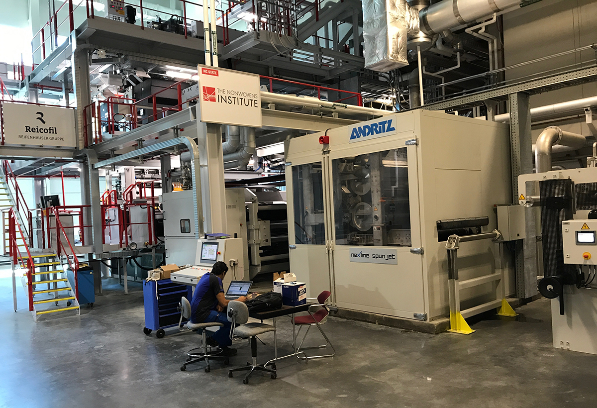 Andritz hydroentangling equipment in NWI's Spunbond and Hydroentangling Lab.