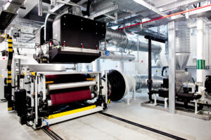 Another view of the die head system in NWI's Meltblown Pilot Lab.