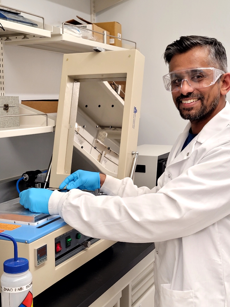 Sreenivasan working on an automatic film coater