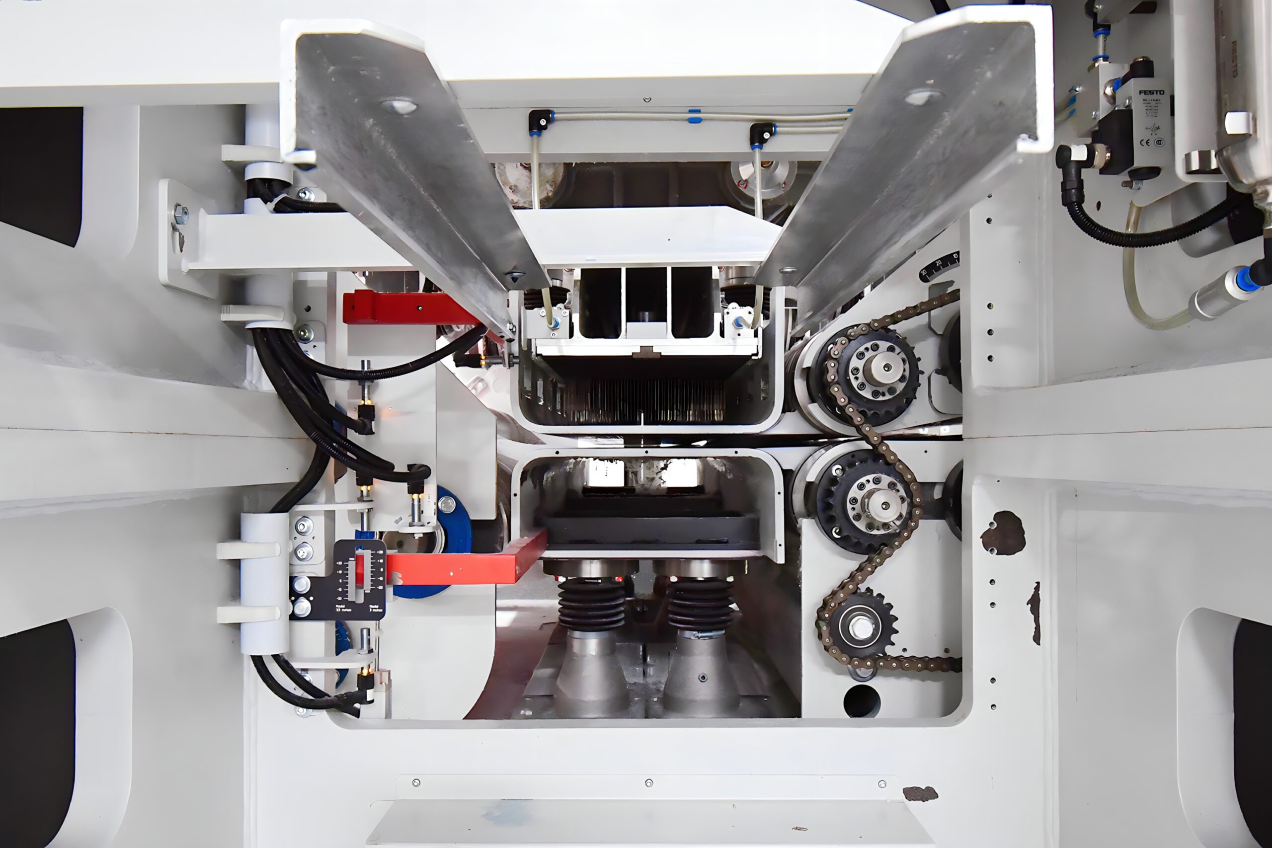Close-up view of the Trützschler single-board needle loom in NWI's Staple Nonwovens Lab.