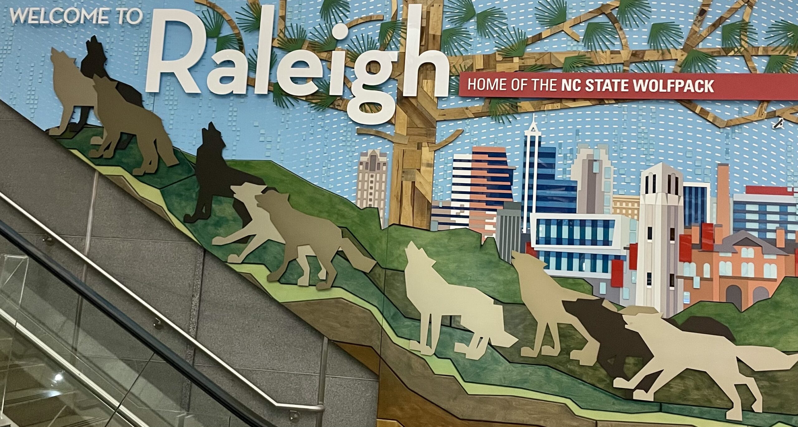 Welcome to Raleigh sign located in RDU airport