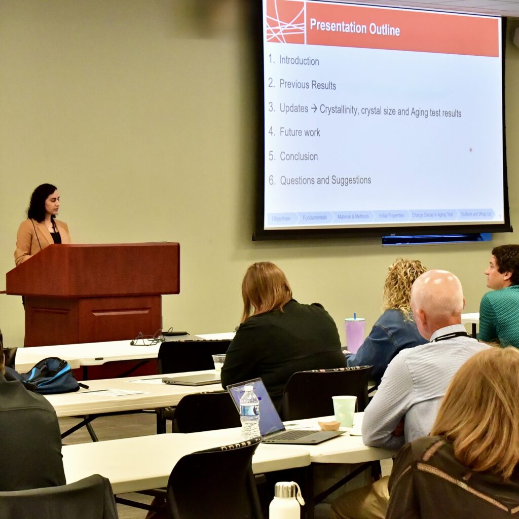 graduate student giving a presentation